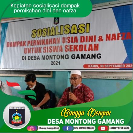 Kegiatan sosialisasi dampak perninikahan Dini & nafza  